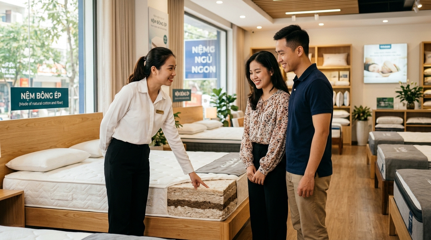 chuyên gia Đệm Việt tư vấn mua đệm bông ép hãng nào tốt cho khách hàng