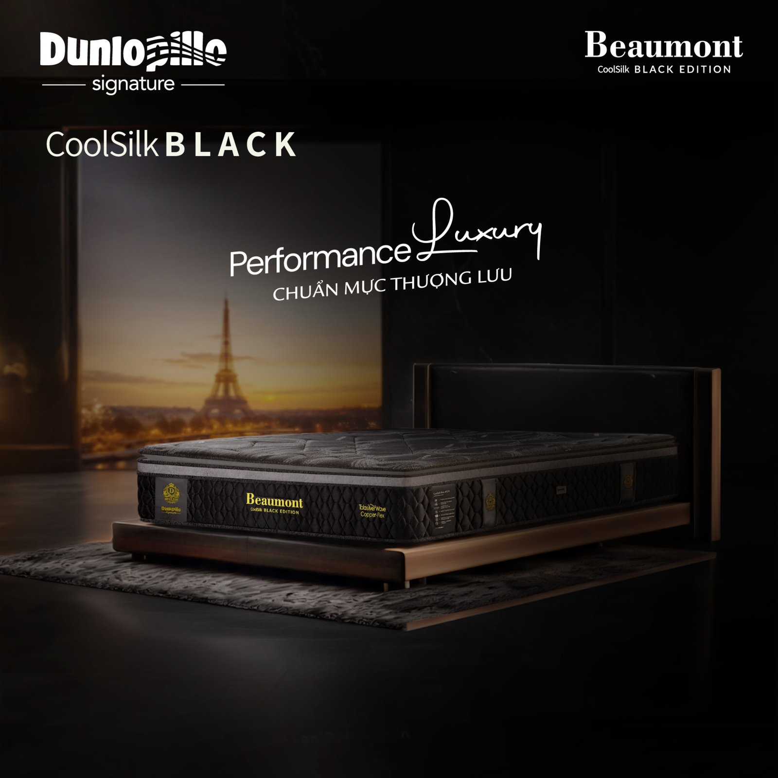 Nệm lò xo CoolSilk BLACK Beaumont 38 cm